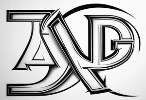 unique symbol with the letters T, A, J, W, D tattoo idea