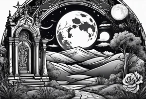 graveyard with moon tattoo idea