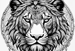 Leo sign with yen and yang tattoo idea