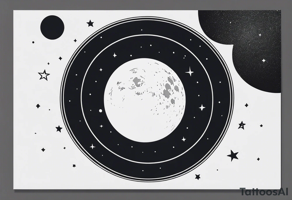 Picture of the night sky with moon in a circle frame tattoo idea