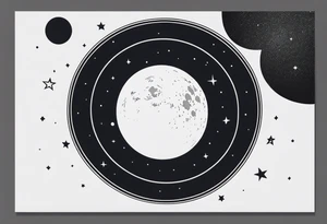Picture of the night sky with moon in a circle frame tattoo idea