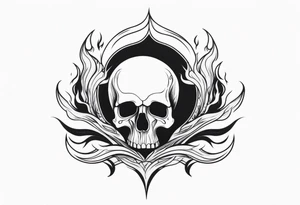skull surrounded by flames tattoo idea