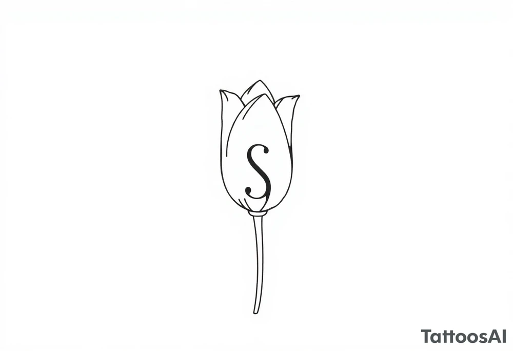 Tulip, tulip line style tattoo, hidden S letter in Tattoo tattoo idea