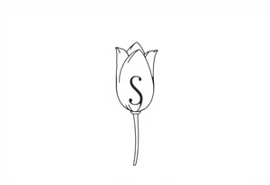 Tulip, tulip line style tattoo, hidden S letter in Tattoo tattoo idea