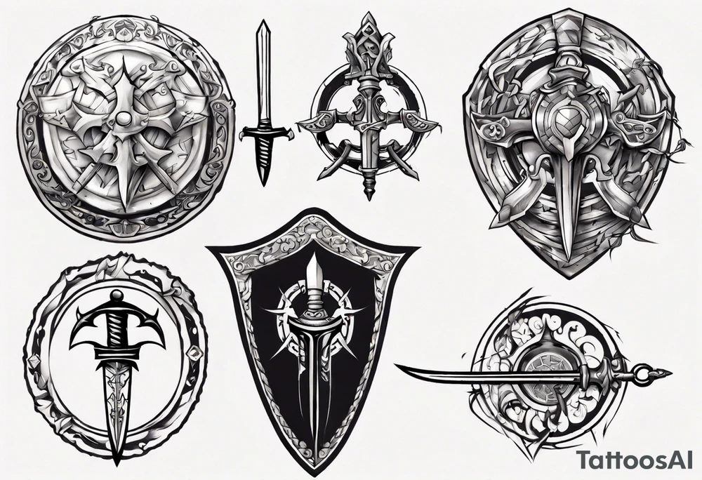 Sword and shield tattoo idea