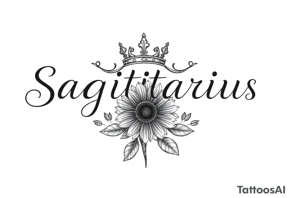 Sagittarius Genesis and a crown and sunflower tattoo idea