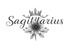 Sagittarius Genesis and a crown and sunflower tattoo idea