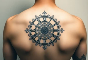vintage roman numerals within ornate clockwork mechanism tattoo idea