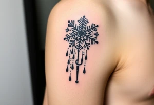 A snowflake melting and turning into rain drops and the rain drops cascading over and umbrella tattoo idea