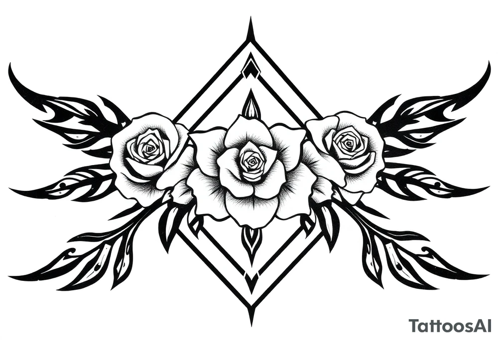 A lot of small roses in a diamond shape tattoo idea