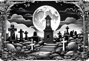 graveyard with moon tattoo idea