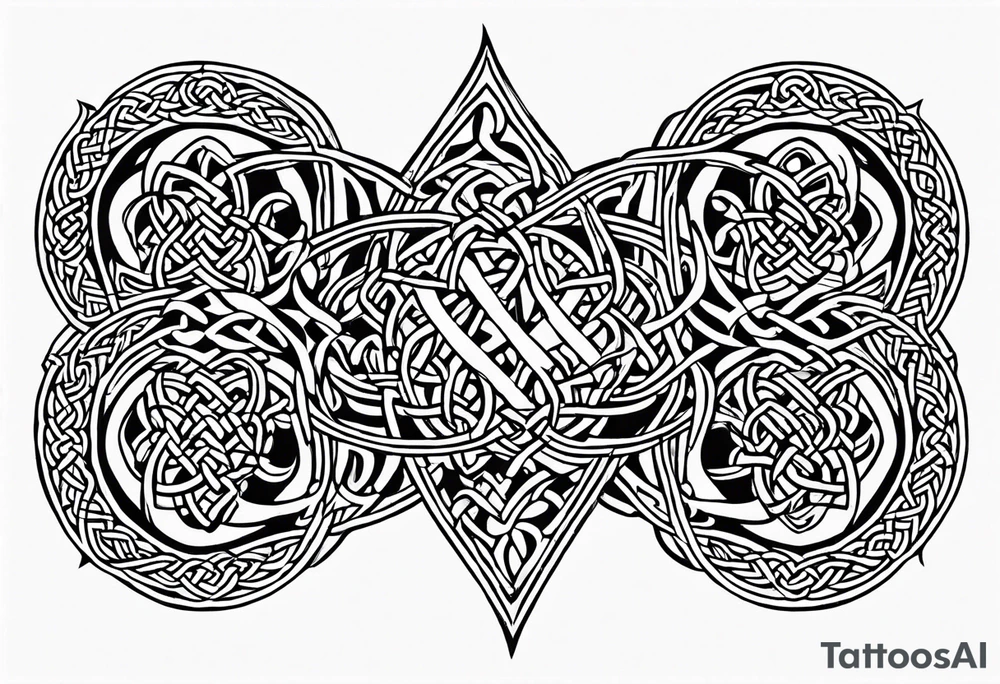 celtic knotwork with triquetra long tattoo idea