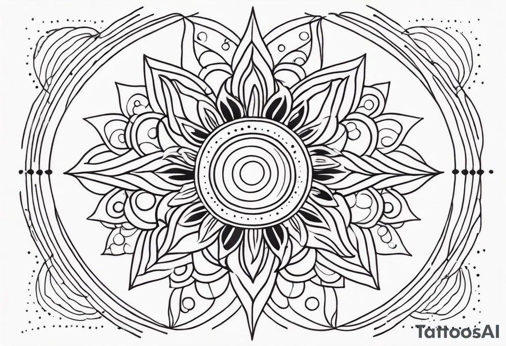 simple sun made of black dots and circles tattoo idea
