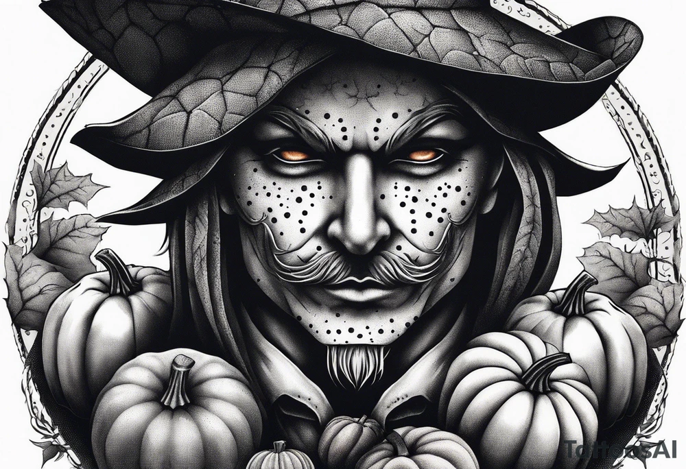 Scarecrow with pumpkins tattoo idea