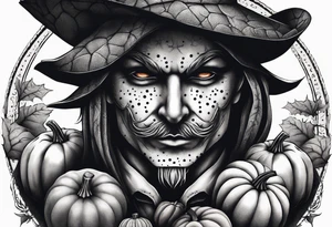 Scarecrow with pumpkins tattoo idea