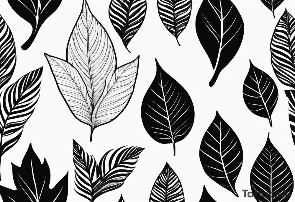 Leaf with the name Lydia inside the leaf tattoo idea