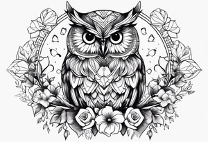 Owl flowers butterflies tattoo idea