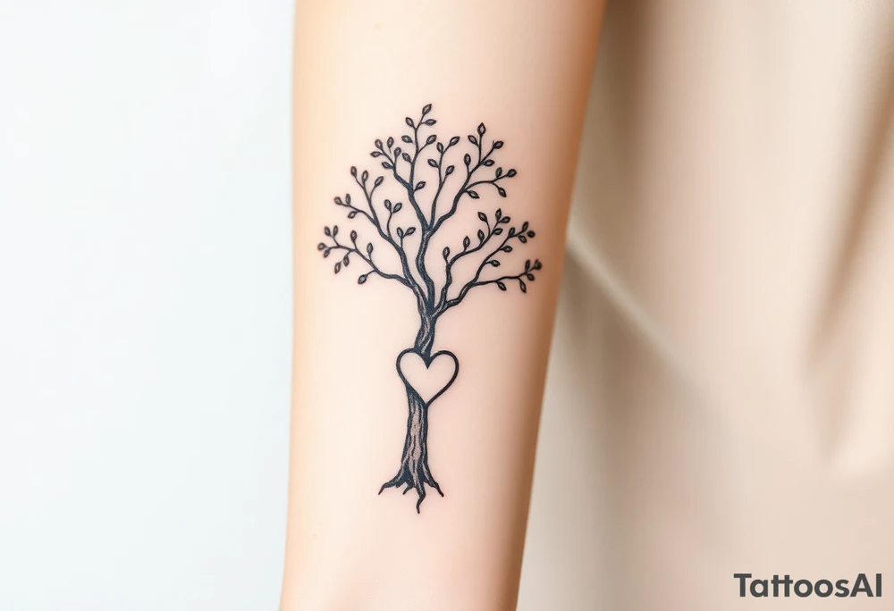 Linden Tree with a heart carved in the trunk tattoo idea
