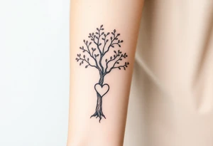 Linden Tree with a heart carved in the trunk tattoo idea
