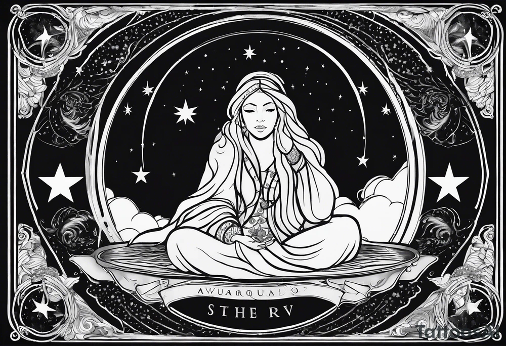 the star (tarot card) with Aquarius feeling minimalist tattoo idea