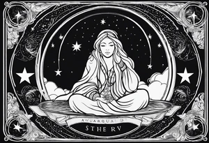 the star (tarot card) with Aquarius feeling minimalist tattoo idea