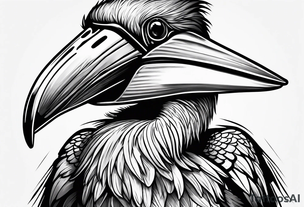 angry pelican wearing goggles tattoo idea