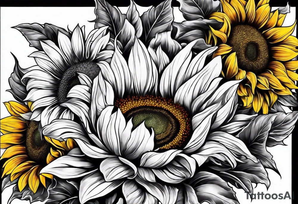 Sunflower arm sleeve tattoo idea