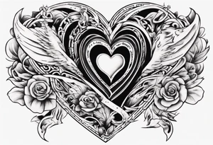 A black heart with the words Lucas and Margaret tattoo idea