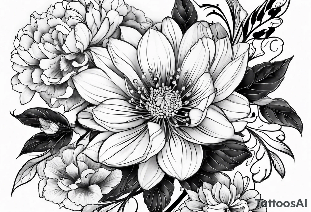 Japanese flowers tattoo idea
