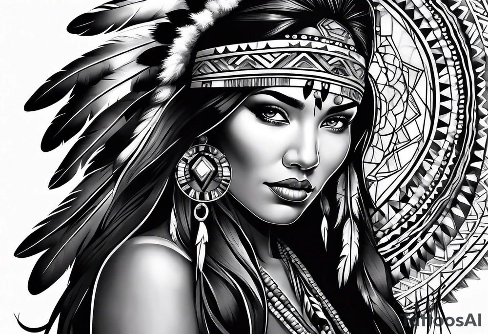 Native American woman spirit tattoo idea