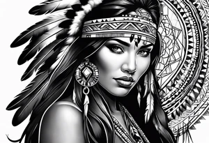 Native American woman spirit tattoo idea