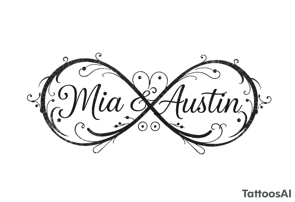 Infinity symbol with the name's Mia and Austin tattoo idea