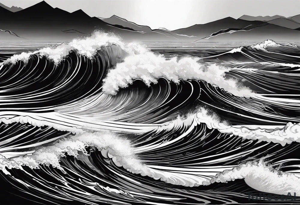 picture 8 by 8 centimeters of sea waves before a storm tattoo idea