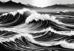 picture 8 by 8 centimeters of sea waves before a storm tattoo idea