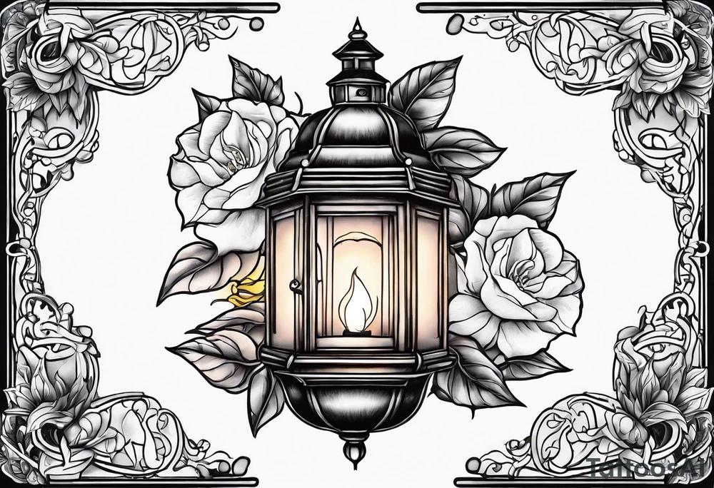 Lantern with Morning Glories tattoo idea