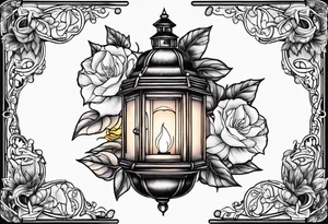 Lantern with Morning Glories tattoo idea