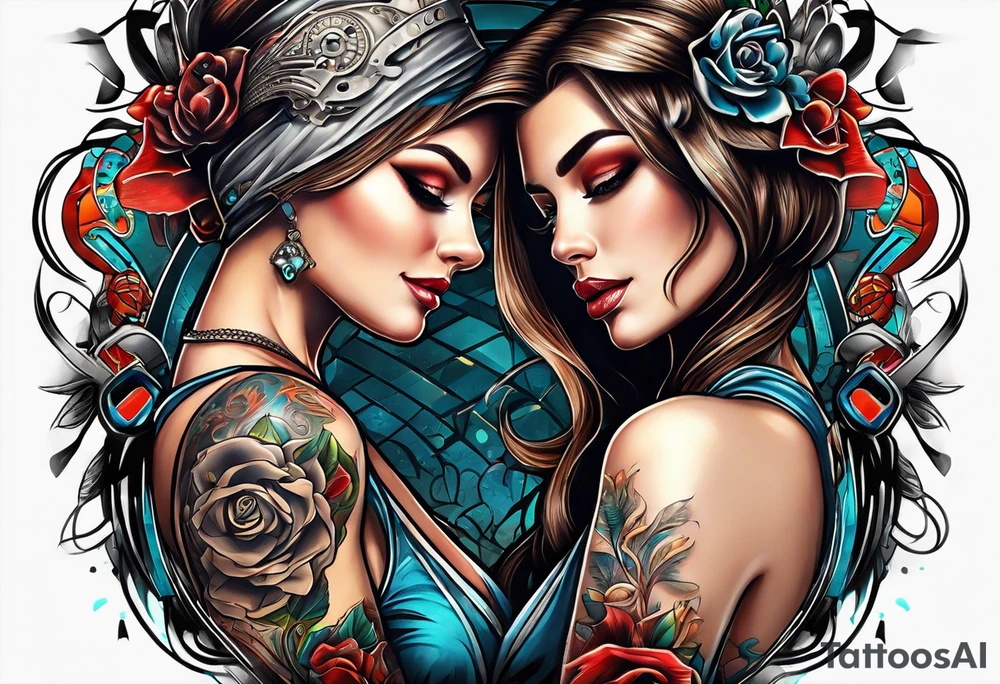 Couple working at casino tattoo idea