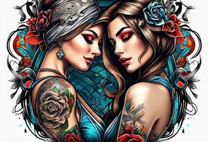 Couple working at casino tattoo idea