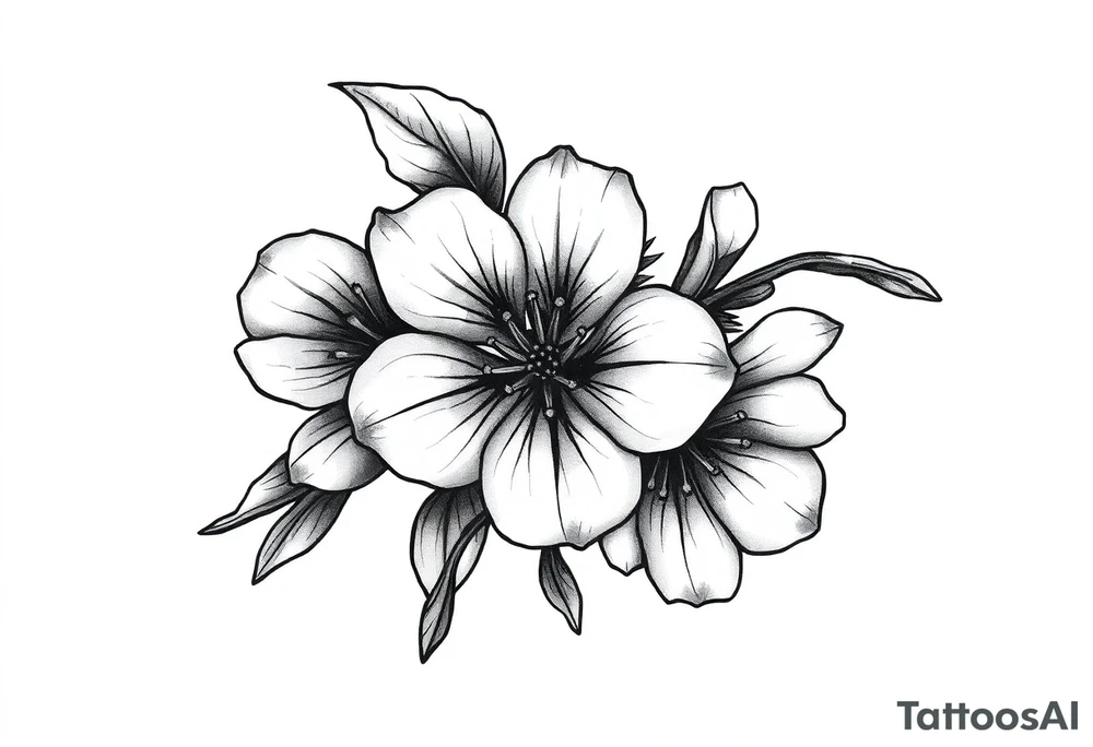 Cherry blossom with round petals tattoo idea