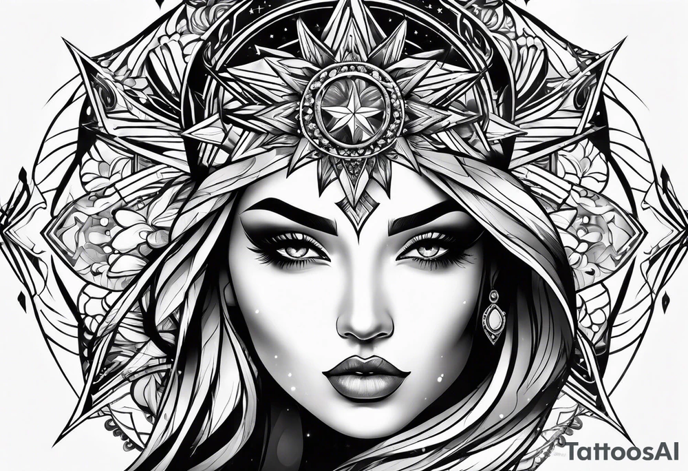 spiritual star female tattoo idea