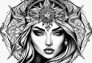 spiritual star female tattoo idea