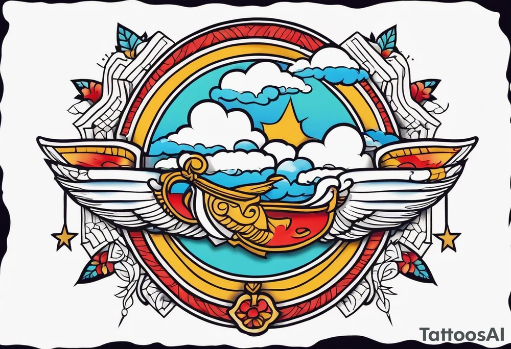 heaven vintage tattoo style old school traditional bold color tattoo idea