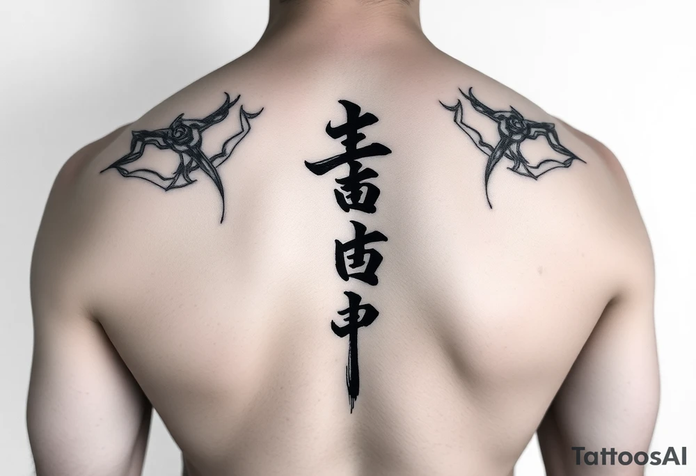 Unique Clean, modern wu wei, vertical tattoo idea