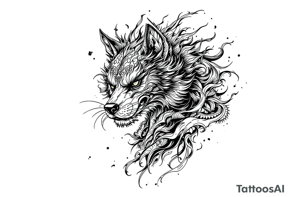 Japanese female Fu dog tattoo idea