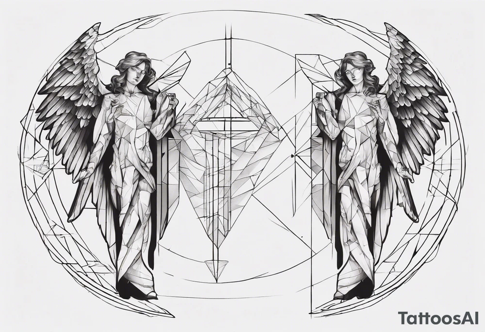 Two angels as brothers portrayed as geometric code tattoo idea Two angels as brothers portrayed as geometric code tattoo idea