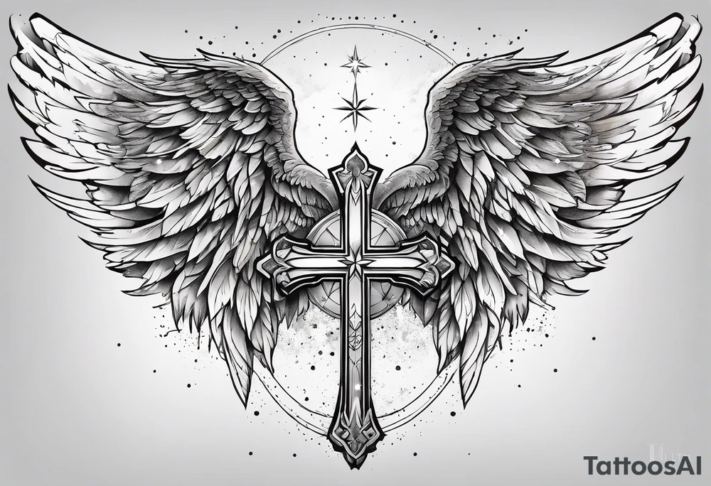 Constellation, Angel wing , snow , cross tattoo idea