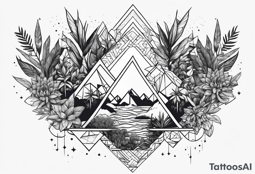 geometric dense vegetation tattoo idea