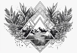 geometric dense vegetation tattoo idea