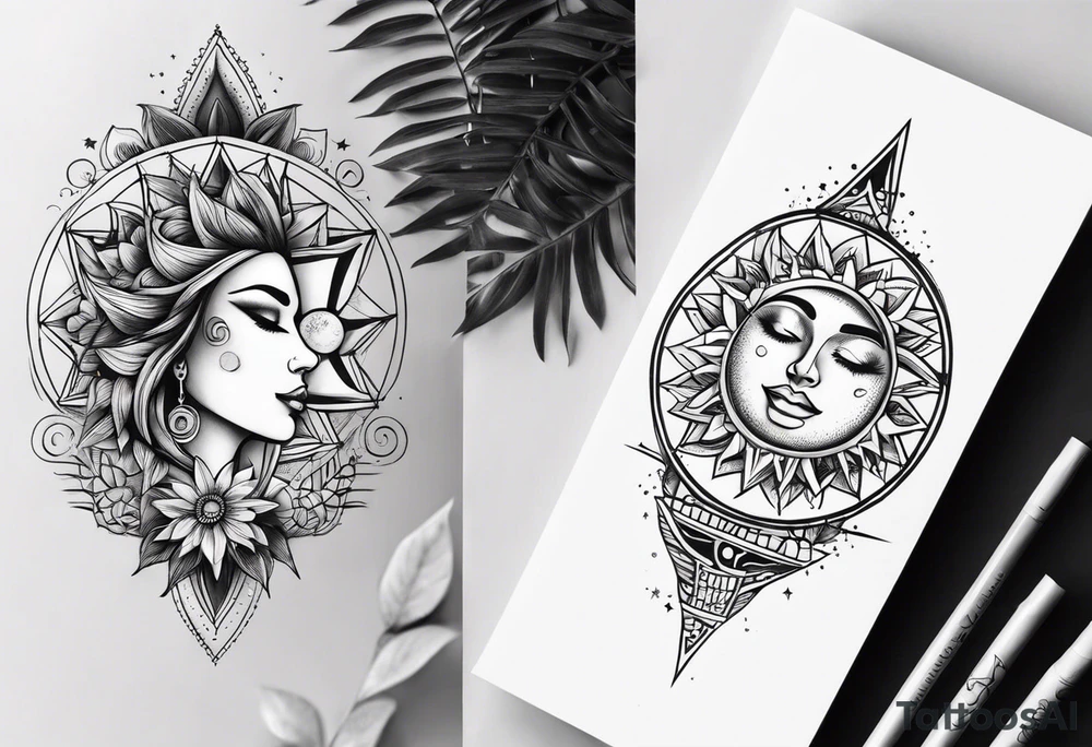 Quero uma tatuagem do sol e da lua juntos tattoo idea