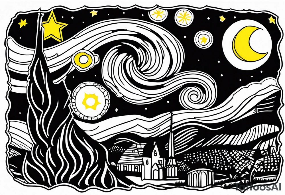 starry night van gogh tattoo idea